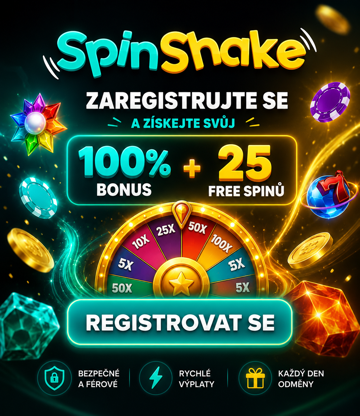 Registrace na SpinShake Casino